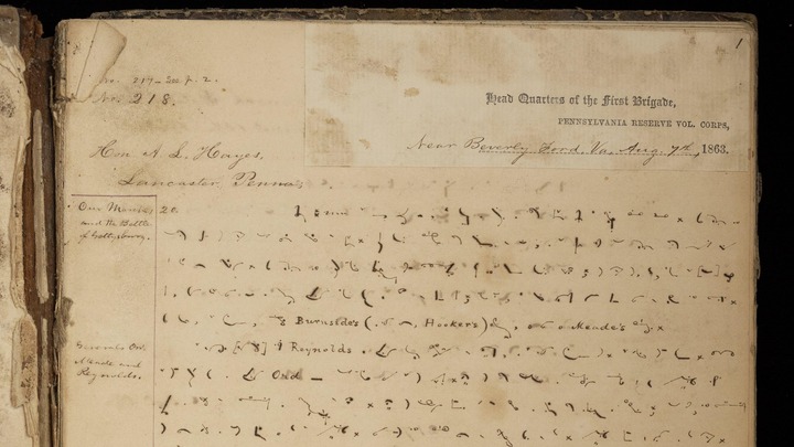 Page from letter copy book written mostly in Pitman shorthand